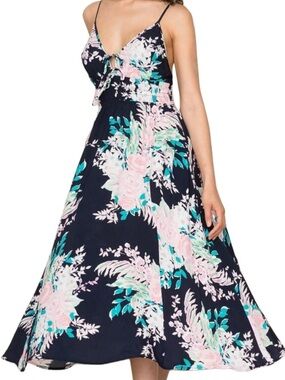 Yumi Kim Navy Floral Spaghetti-Strap Midi Dress